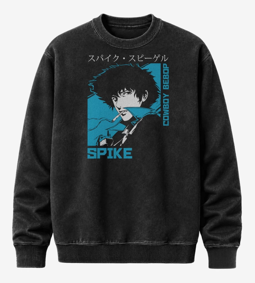 Poleron Polo Acid Wash Negro de Cowboy Bebop Spike