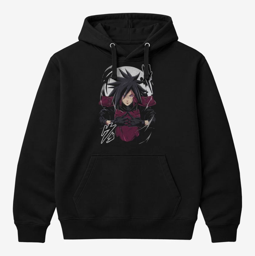 Polerón Canguro Negro de Naruto Madara Uchiha