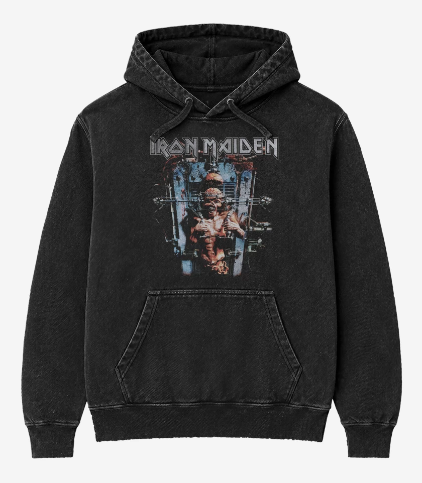 Poleron Canguro Acid Wash Negro de Iron Maiden The XFACTOR