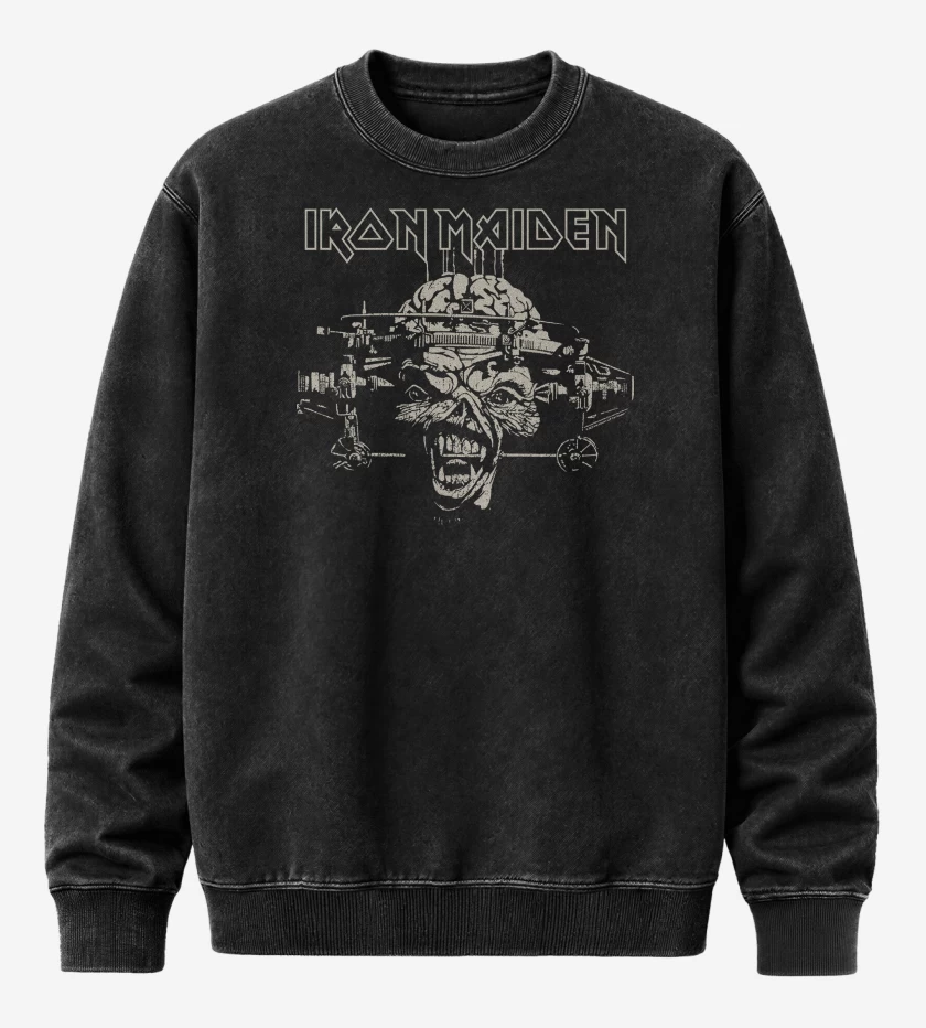 Poleron Polo Acid Wash Negro de Iron Maiden Eddie XFACTOR