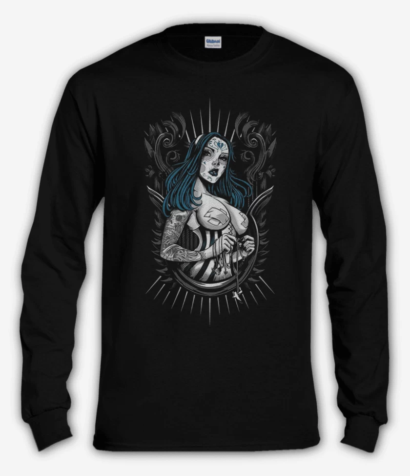 Polera manga larga Negro de Skull sugar full color