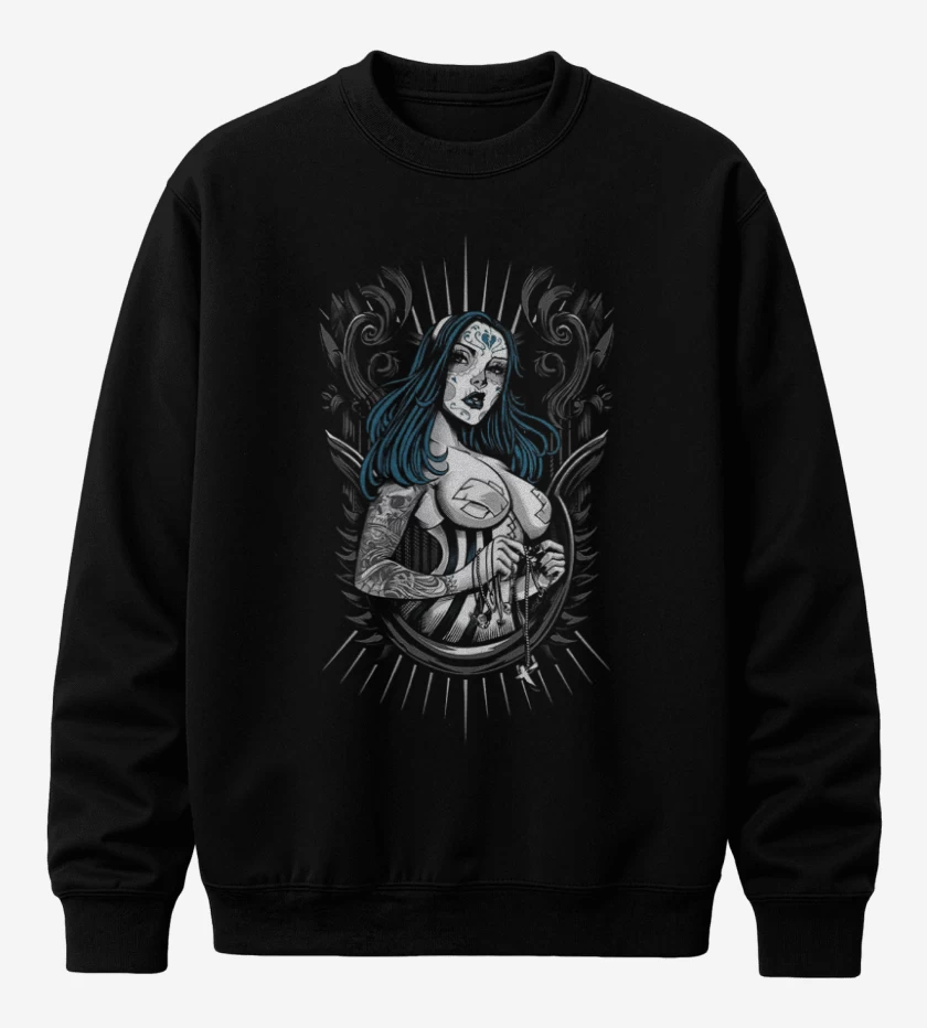 Poleron polo Negro de Skull sugar full color