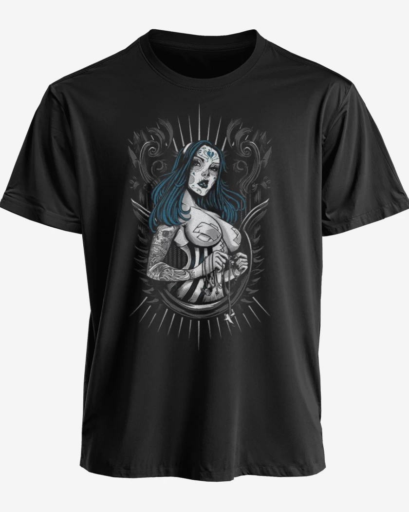 Polera premium Negro de Skull sugar full color
