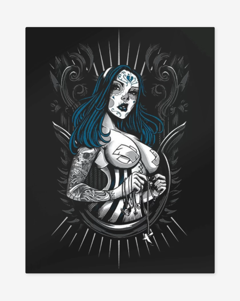 Print metalico Negro de Skull sugar full color