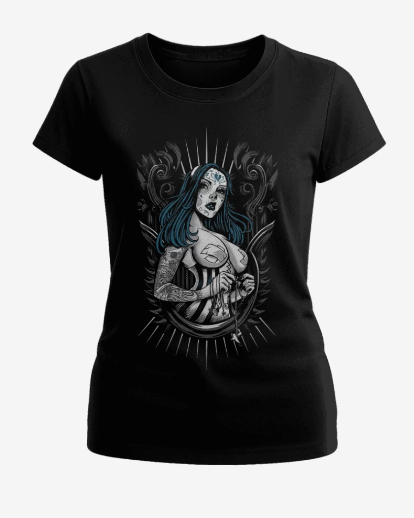 Polera de Mujer Negro de Skull sugar full color
