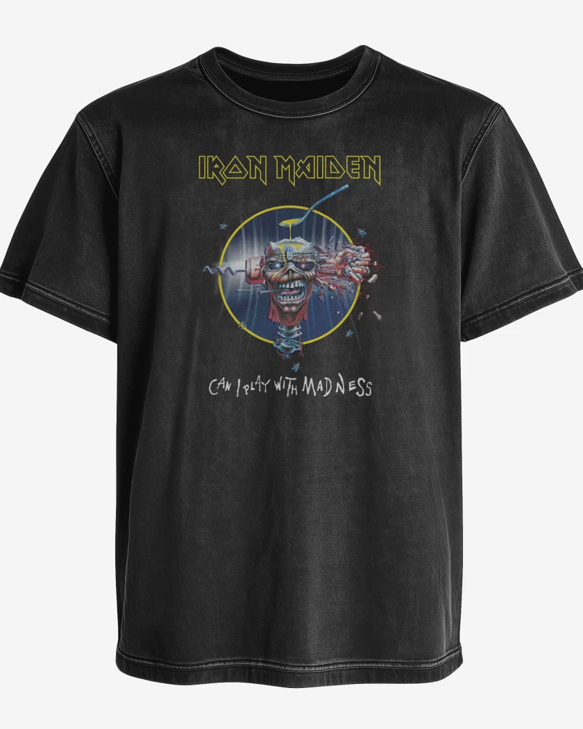 Polera desgastada Negro de Iron Maiden Can I Play with Madeness