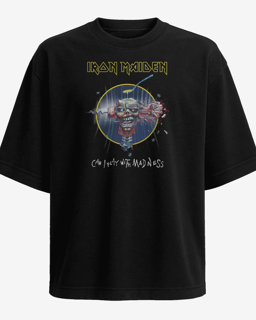 Polera Oversize Negro de Iron Maiden Can I Play with Madeness