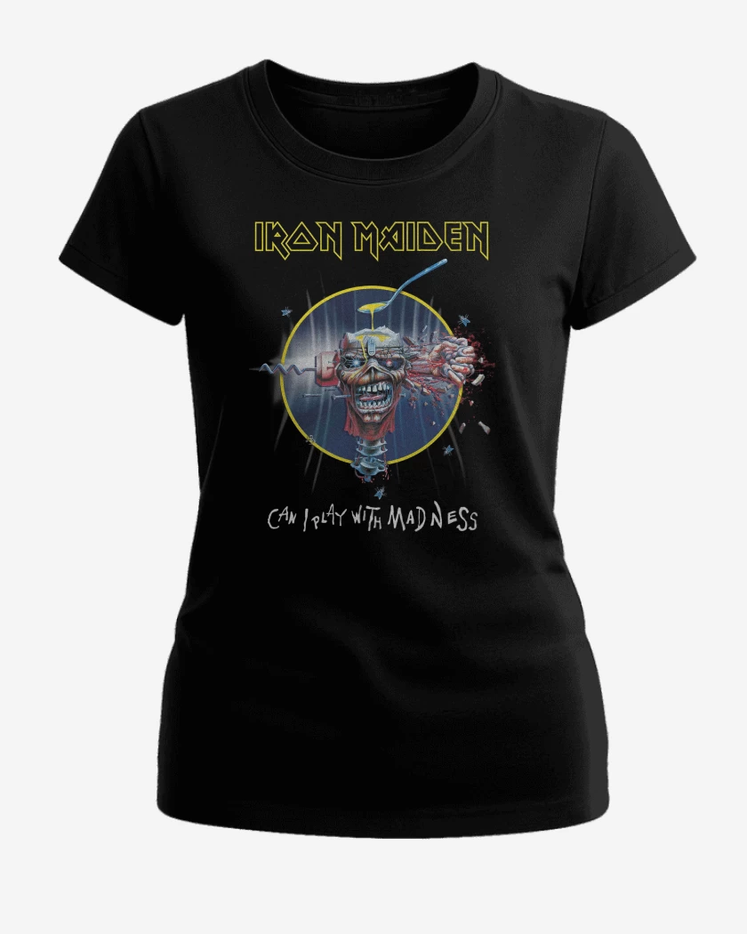Polera de Mujer Negro de Iron Maiden Can I Play with Madeness