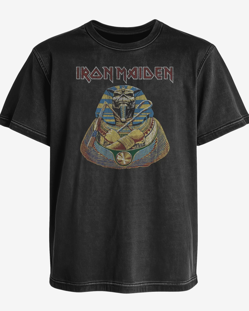 Polera desgastada Negro de Iron Maiden Faraon