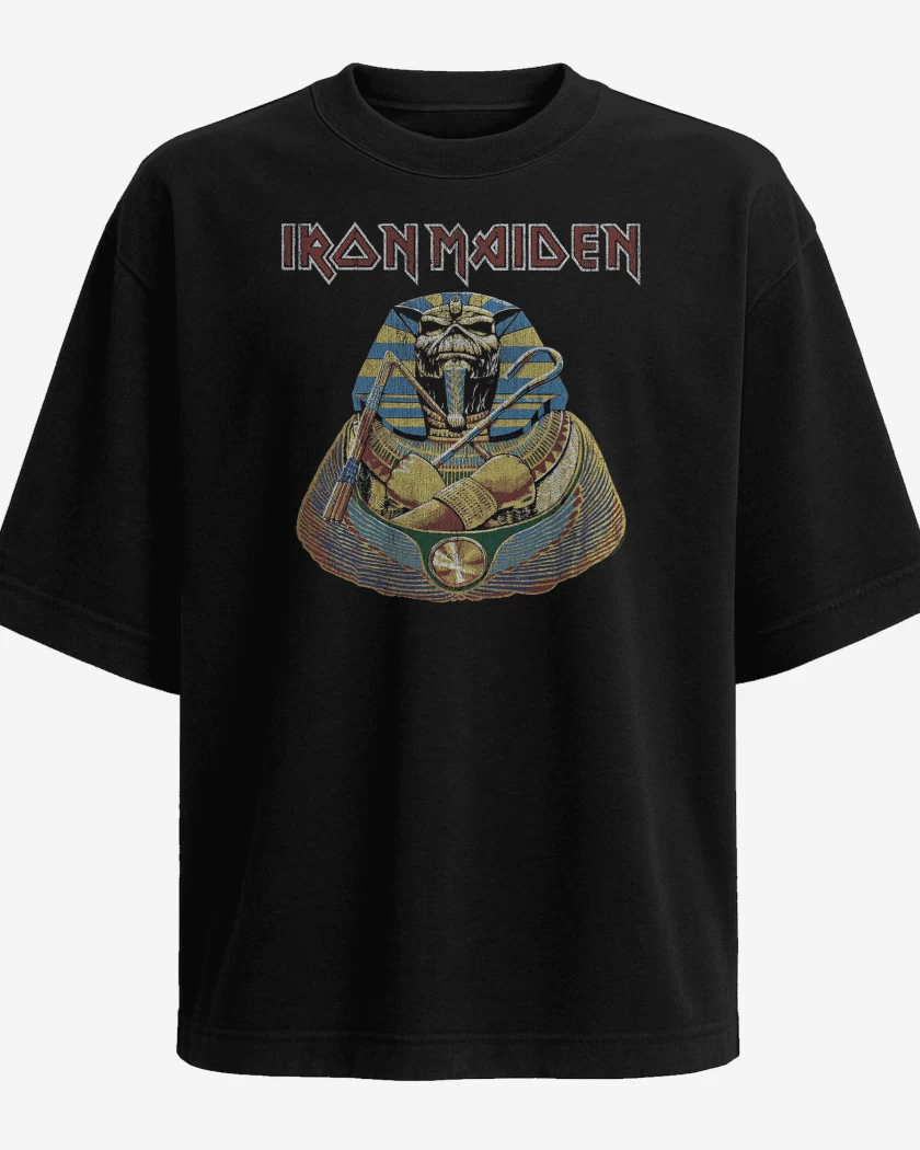 Polera Oversize Negro de Iron Maiden Faraon