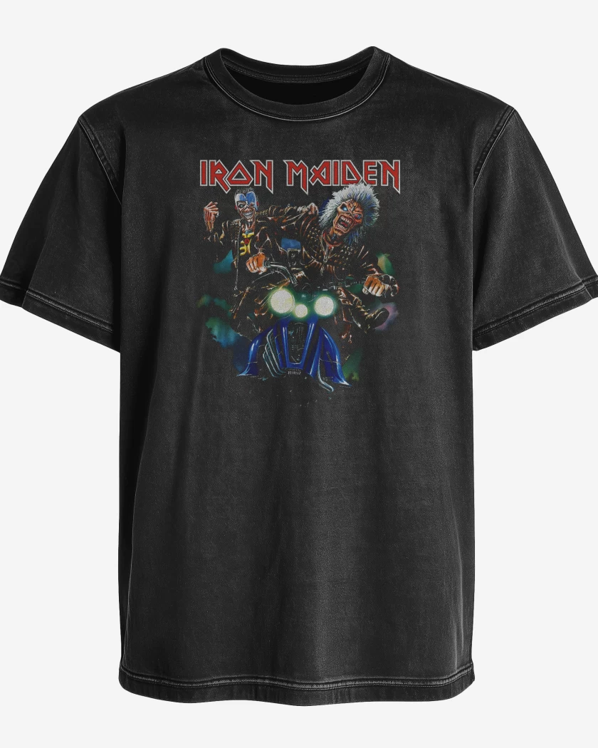 Polera desgastada Negro de Iron Maiden Eddie Motor