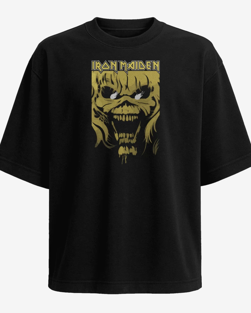 Polera Oversize Negro de Iron Maiden Eddie Yellow