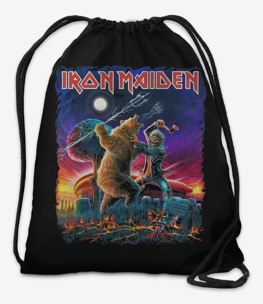 Mochila Negro de Iron Maiden Madrid