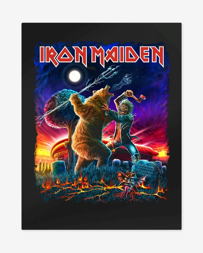 Print metalico Negro de Iron Maiden Madrid