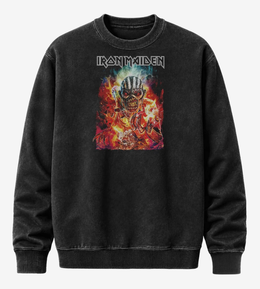Poleron Polo Acid Wash Negro de Iron Maiden Book