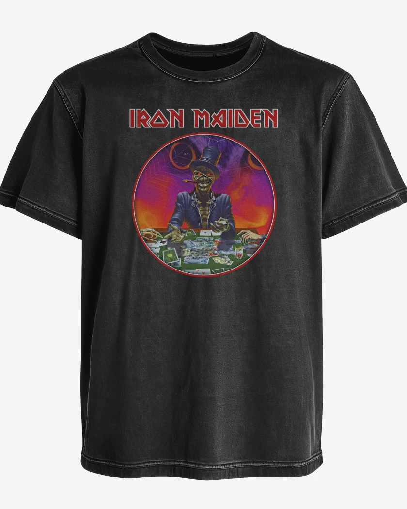 Polera desgastada Negro de Iron Maiden Poker