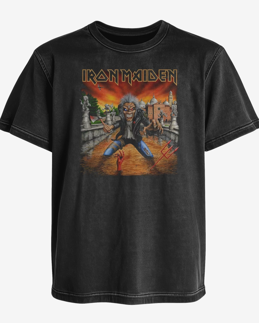 Polera desgastada Negro de Iron Maiden Eddie Killer