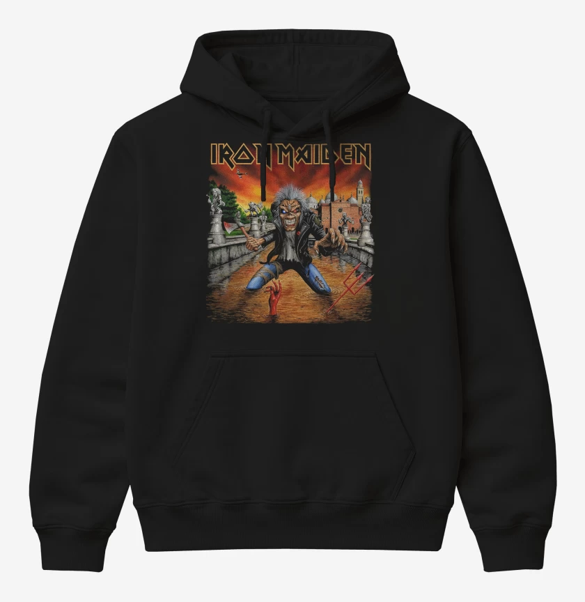 Poleron Canguro básico Negro de Iron Maiden Eddie Killer