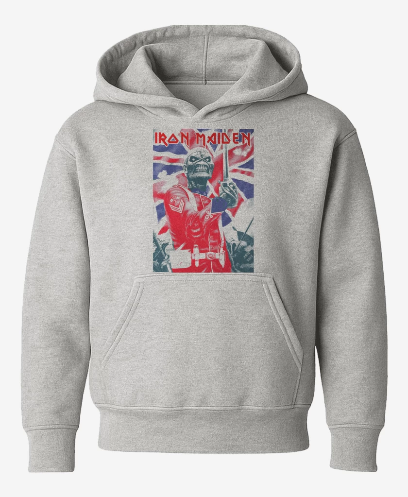 Poleron de niño Gris Melange de Iron Maiden EDDIE Soldier