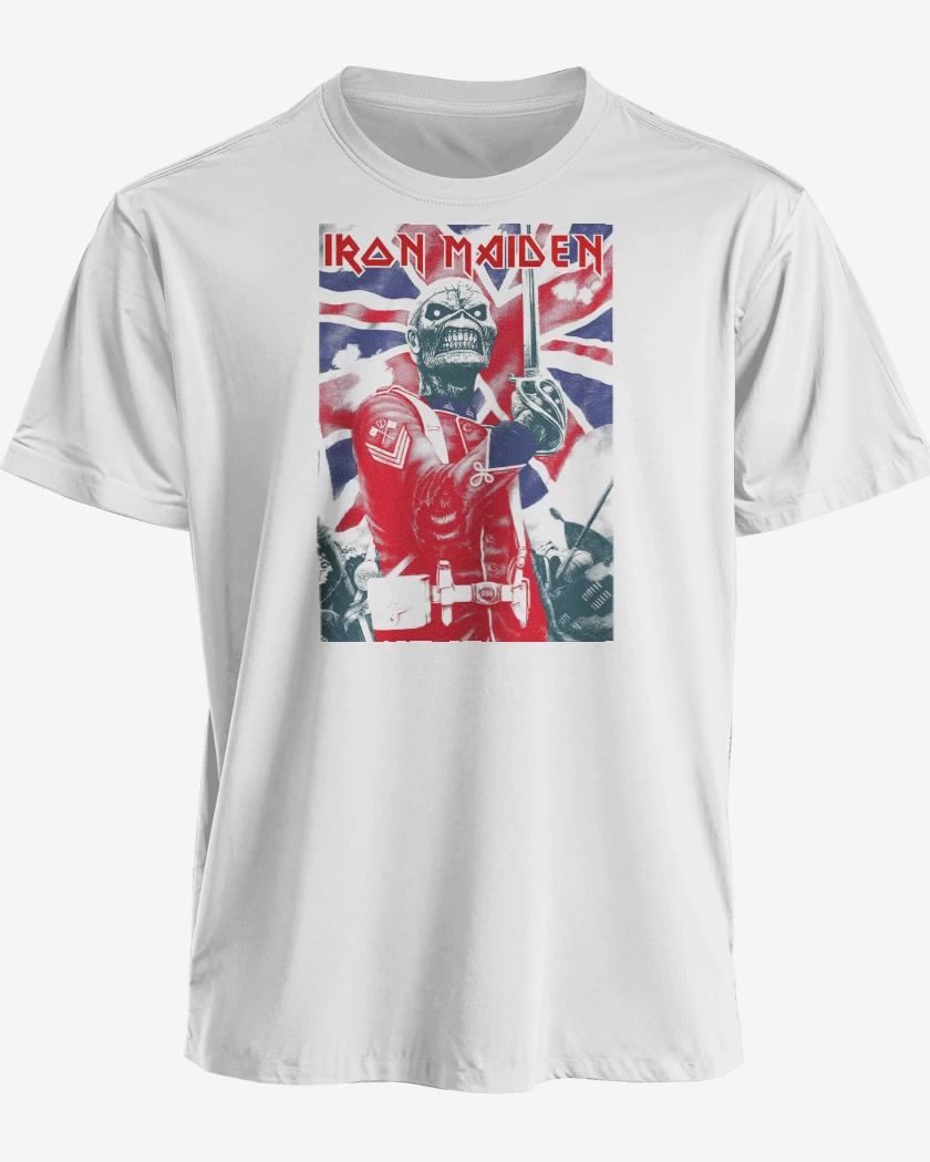 Polera premium Blanco de Iron Maiden EDDIE Soldier