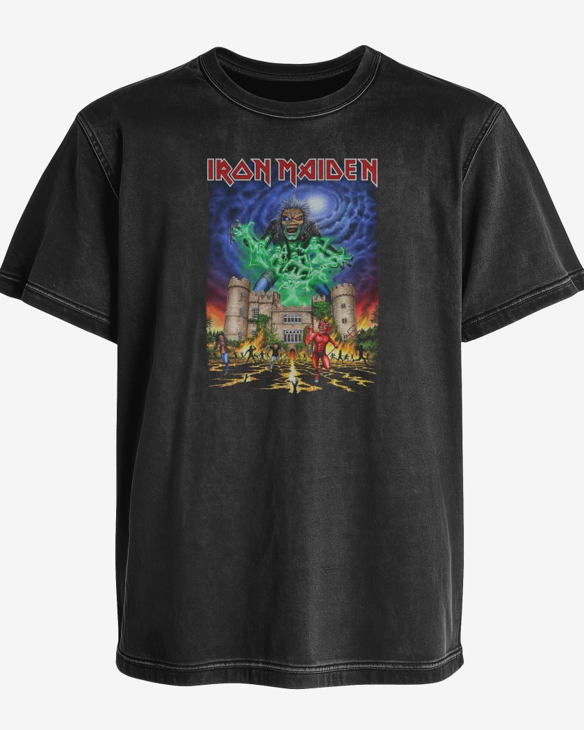 Polera desgastada Negro de Iron Maiden Castle