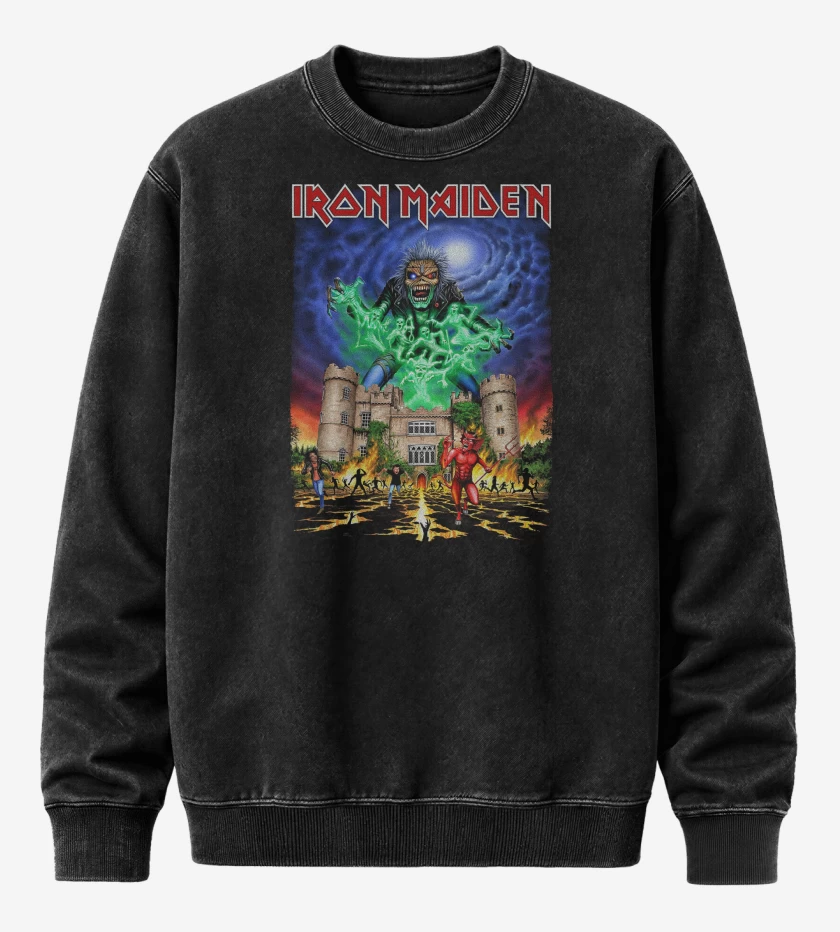 Poleron Polo Acid Wash Negro de Iron Maiden Castle