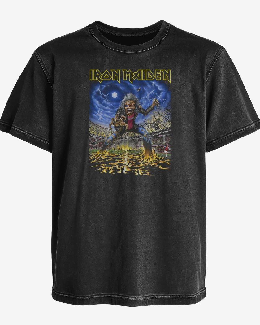 Polera desgastada Negro de Iron Maiden West Ham