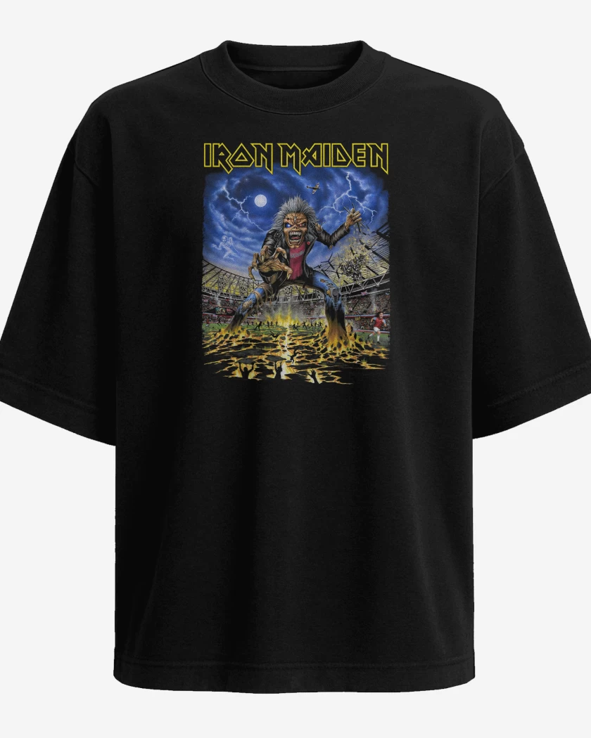 Polera Oversize Negro de Iron Maiden West Ham