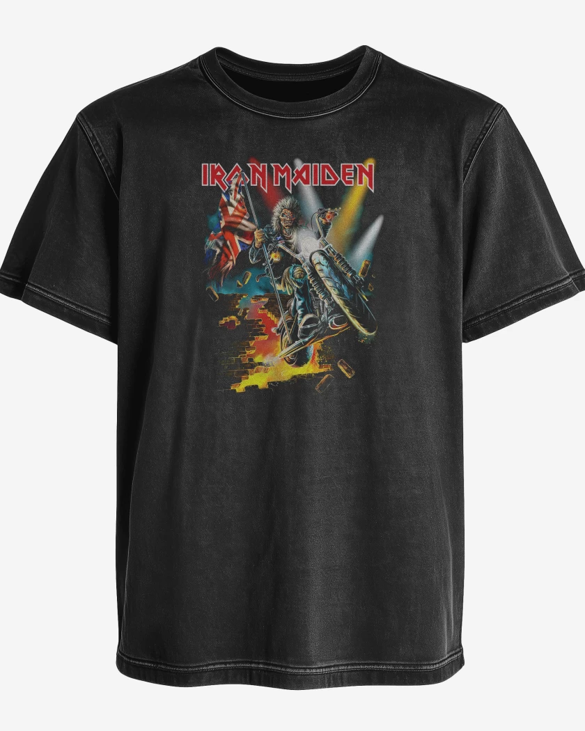 Polera desgastada Negro de Iron Maiden Eddie England