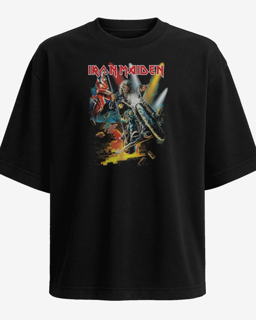 Polera Oversize Negro de Iron Maiden Eddie England