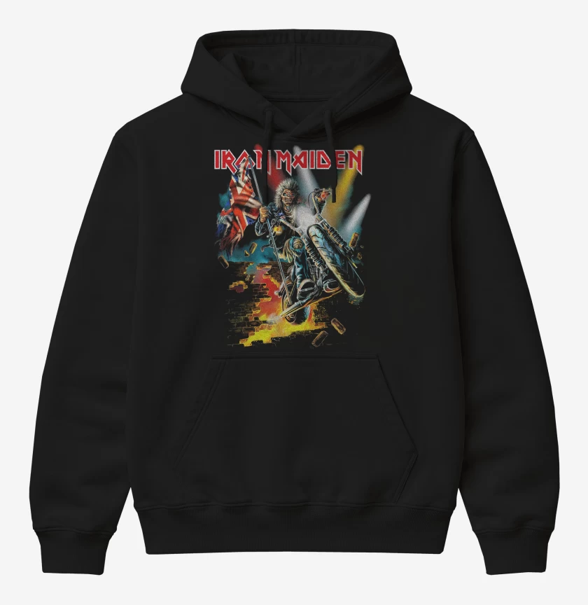 Poleron Canguro básico Negro de Iron Maiden Eddie England