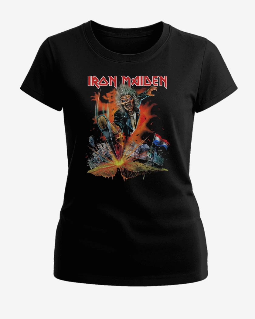 Polera de Mujer Negro de Iron Maiden Paises Bajos