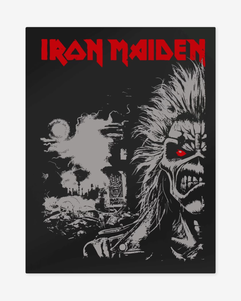Print metalico Negro de Iron Maiden Est 1975