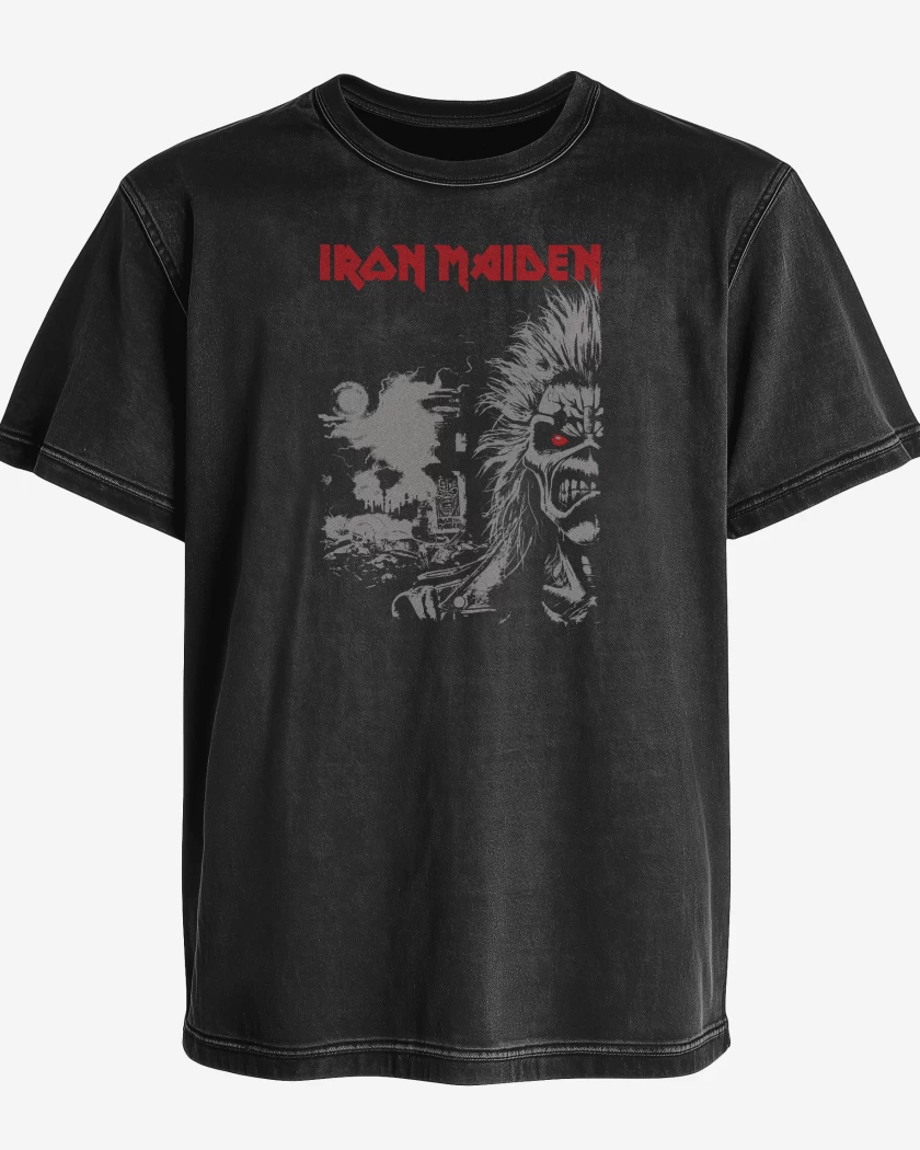Polera desgastada Negro de Iron Maiden Est 1975