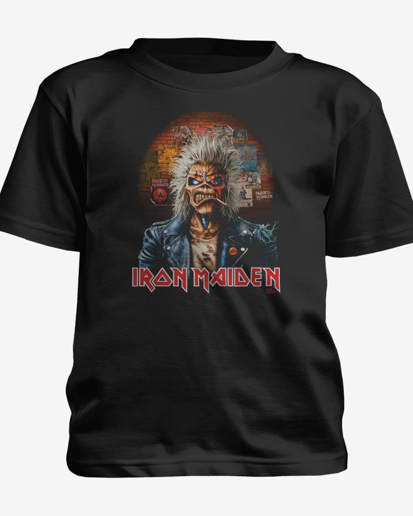 Polera de niño Negro de Iron Maiden Eddie Wall