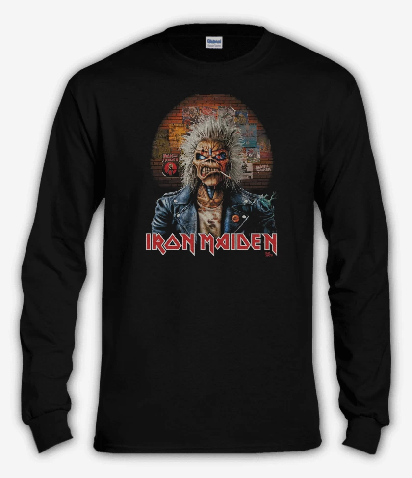 Polera manga larga Negro de Iron Maiden Eddie Wall