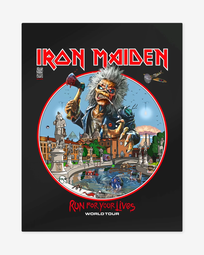 Print metalico Negro de Iron Maiden Run For Your Lives World