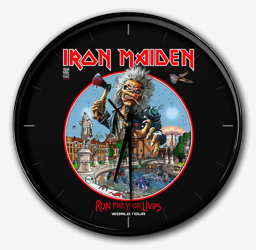 Reloj Negro de Iron Maiden Run For Your Lives World