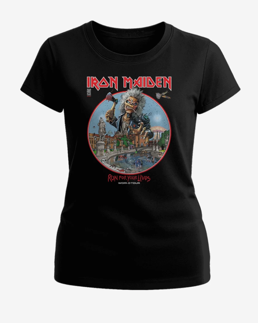 Polera de Mujer Negro de Iron Maiden Run For Your Lives World