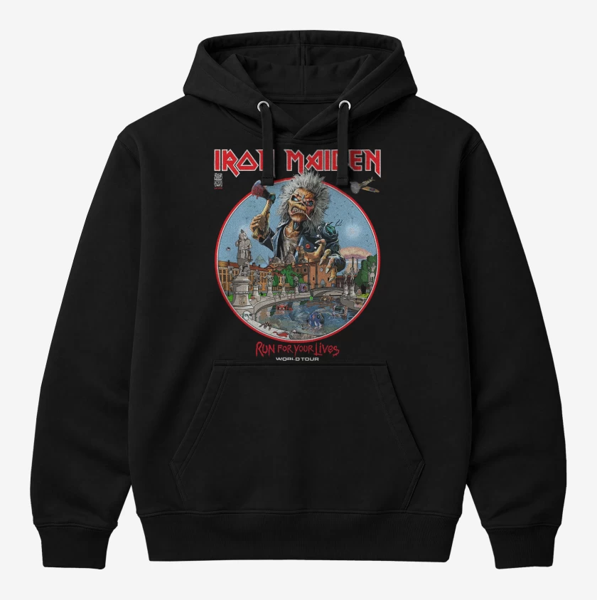 Polerón Canguro Negro de Iron Maiden Run For Your Lives World