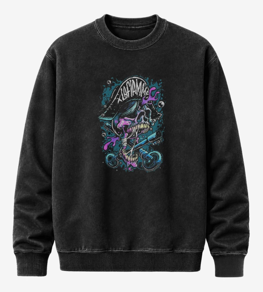 Poleron Polo Acid Wash Negro de La flamme