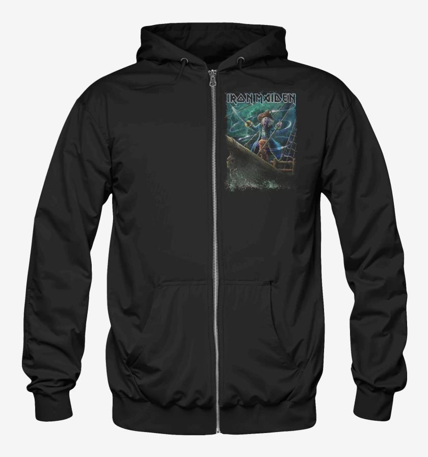 Poleron Canguro con cierre Negro de Iron Maiden Rime of the Ancient Mariner