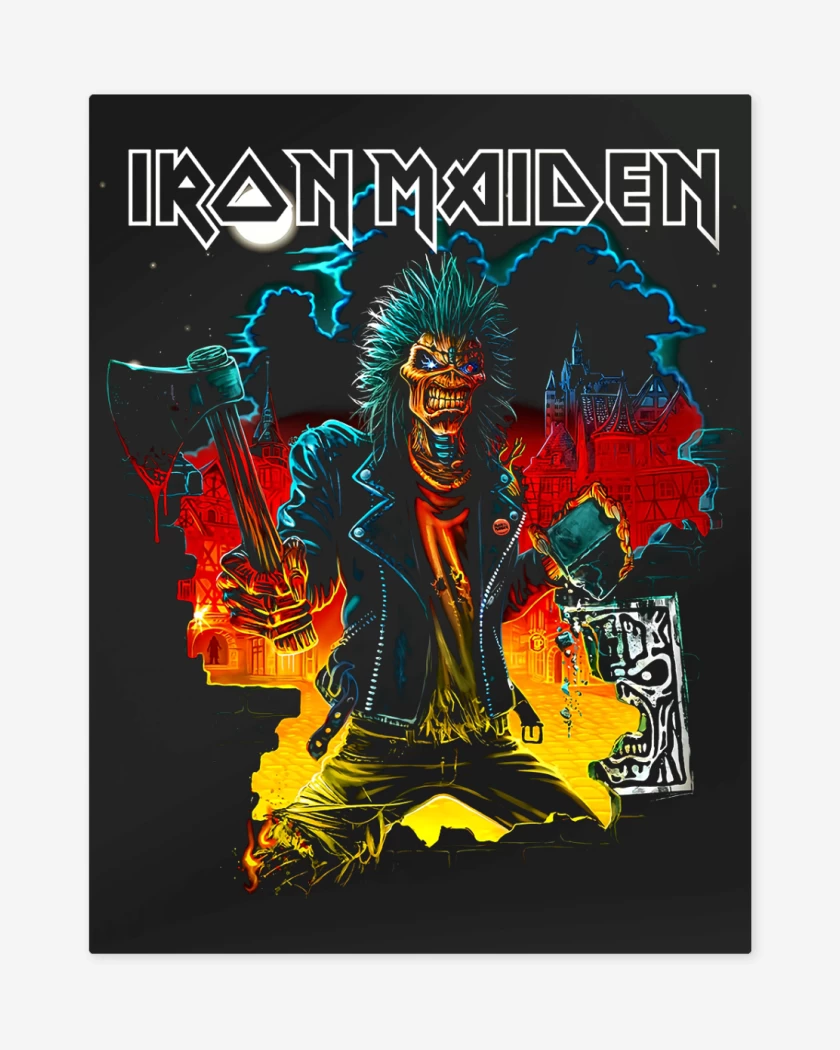 Print metalico Negro de Iron Maiden Break the Wall