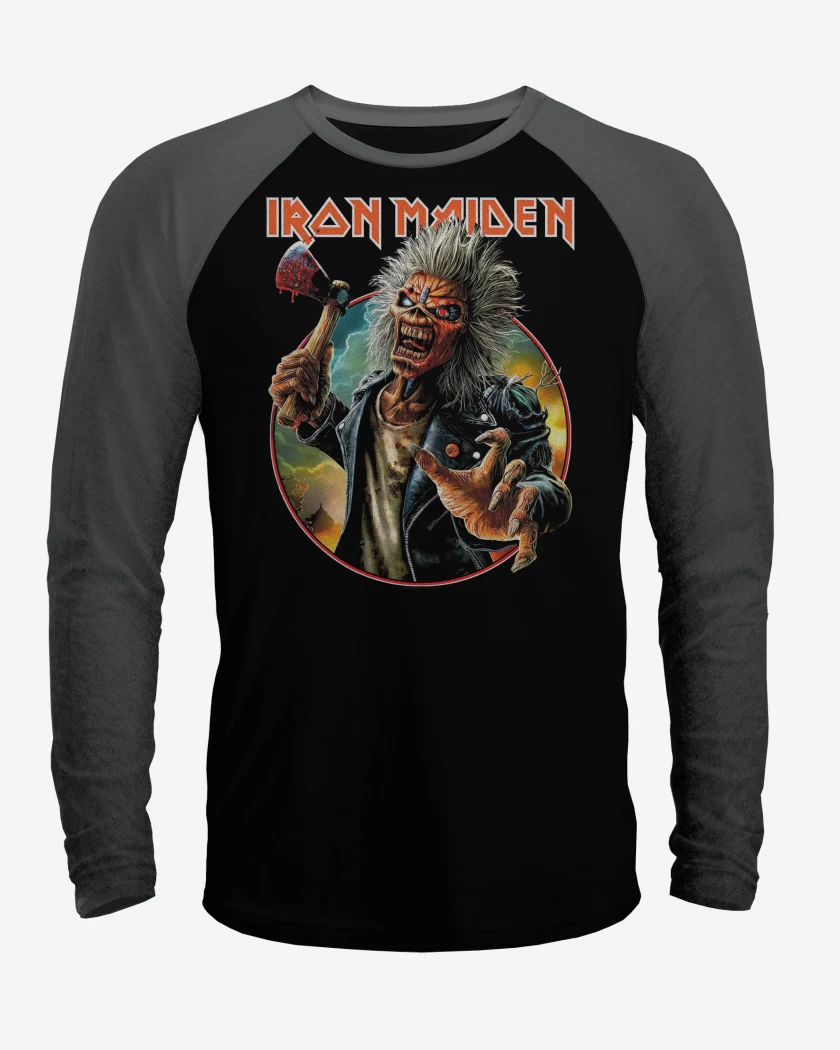 Polera Raglan Iron Maiden Eddie Run For Your Lives
