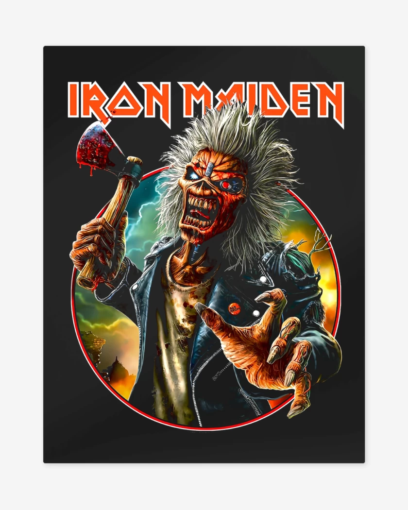 Print metalico Negro de Iron Maiden Eddie Run For Your Lives