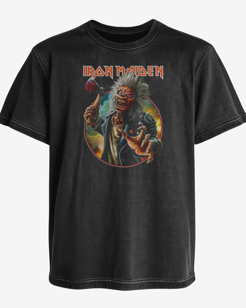 Polera desgastada Iron Maiden Eddie Run For Your Lives