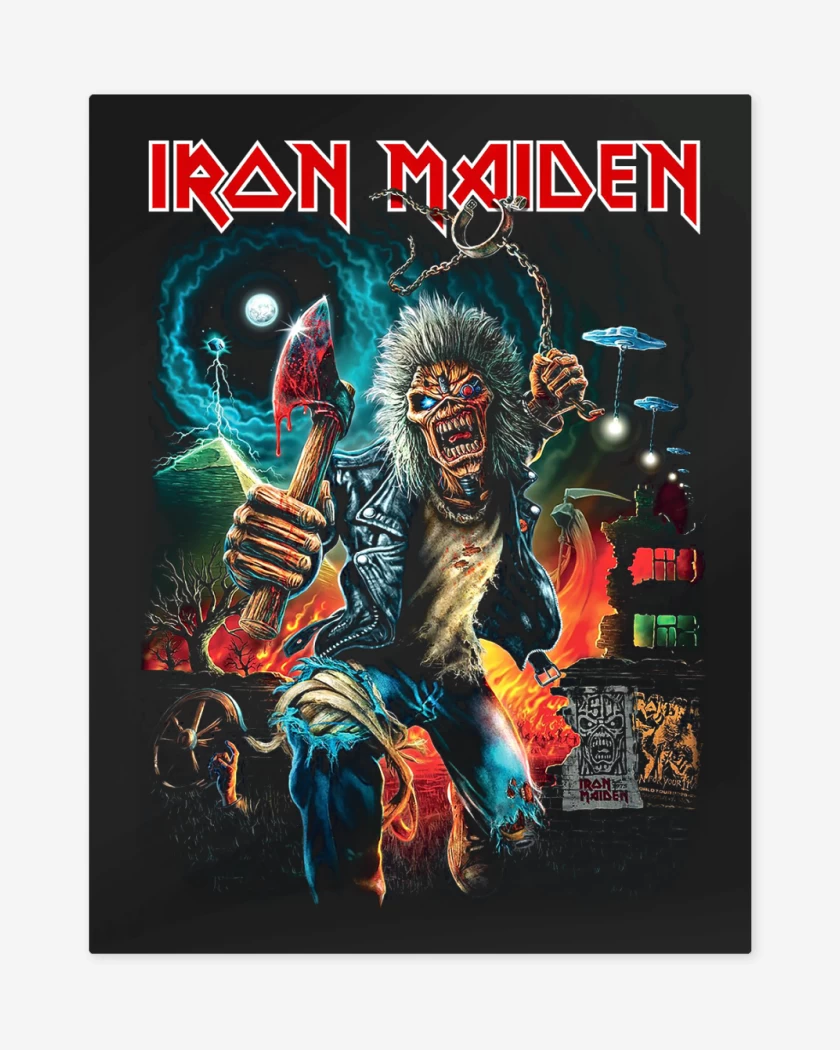 Print metalico Negro de Iron Maiden Eddie Run