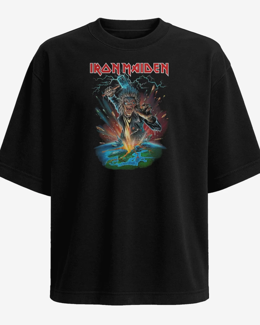 Polera Oversize Negro de Iron Maiden Eddie Thor