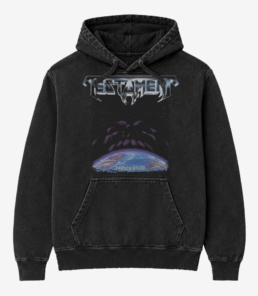 Poleron Canguro Acid Wash Negro de Testament The New Order
