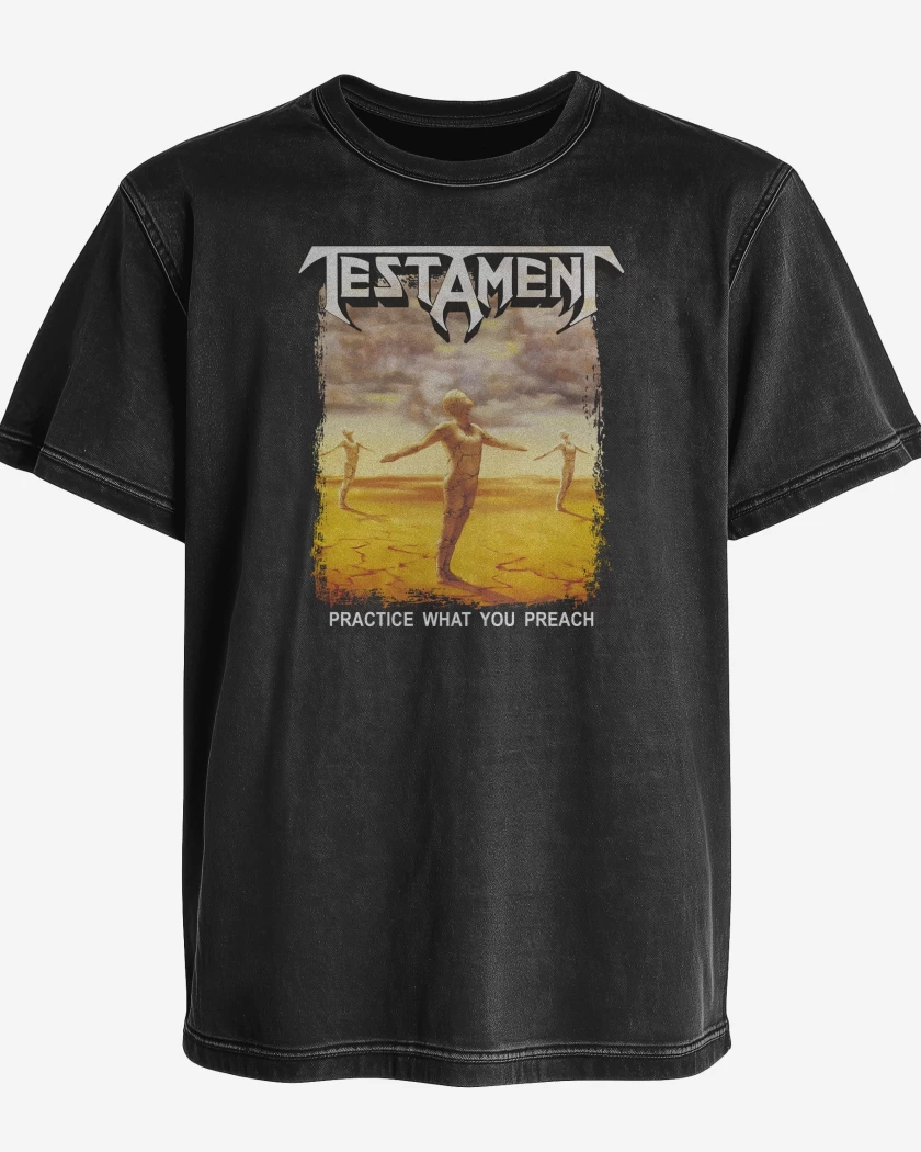 Polera desgastada Negro de Testament Practice What You Preach